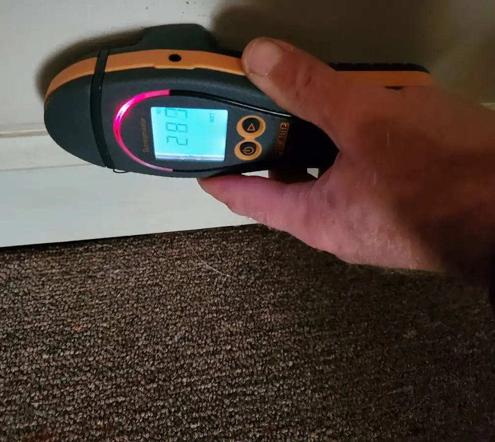 Moisture detection at baseboard during Burst Pipe Cleanup in Kahului